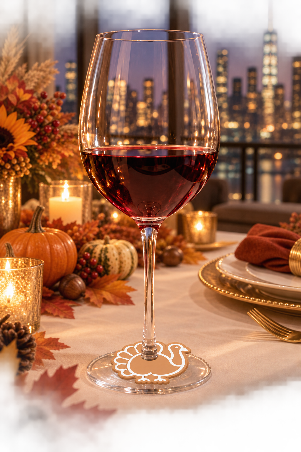Thanksgiving Wine Glass Markers — Set of 6
