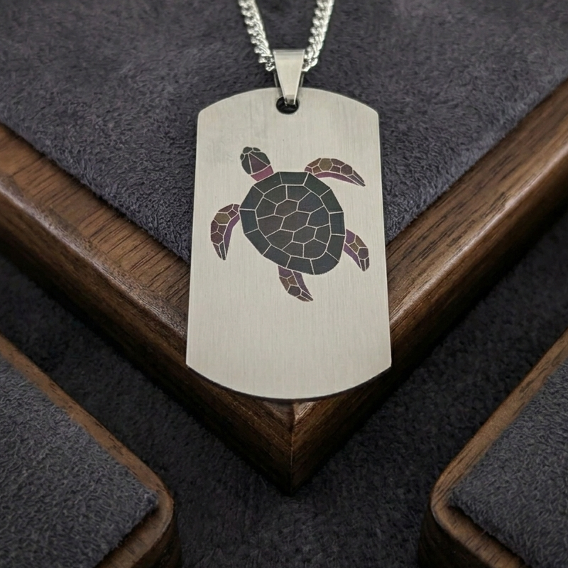 Stainless Steel Sea Turtle Pendant - Personalized Custom Gift