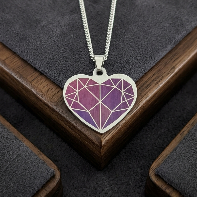 Stainless Steel Geometric Heart - Personalized Custom Gift