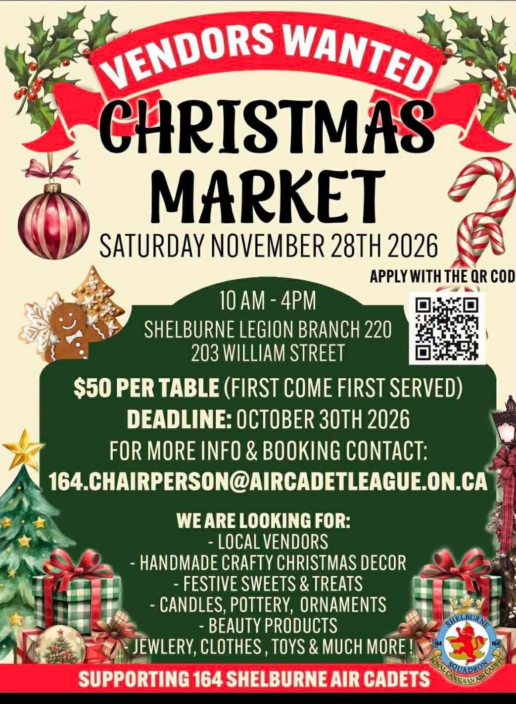 Christmas Market - Shelburne Legion Branch 220